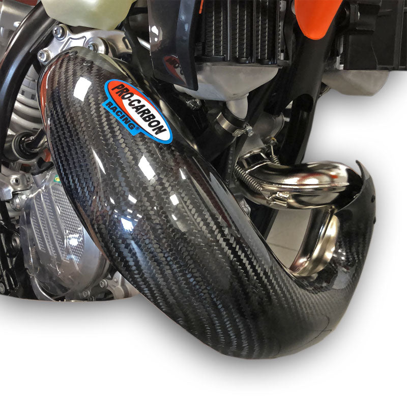 Pro Carbon uitlaatbocht bescherming KTM EXC 150 TPI 2020-2023 & Husqvarna TE 150i 2020-2023 ( voor originele uitlaatbocht )