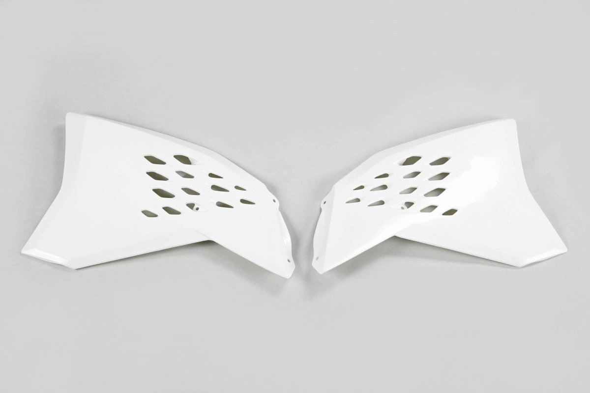 UFO Weiße Radiatorkappen für KTM SX/SX-F 125-450 2007-2010 und EXC/EXC-F 125-450 2008-2011 - MxProStoreParts