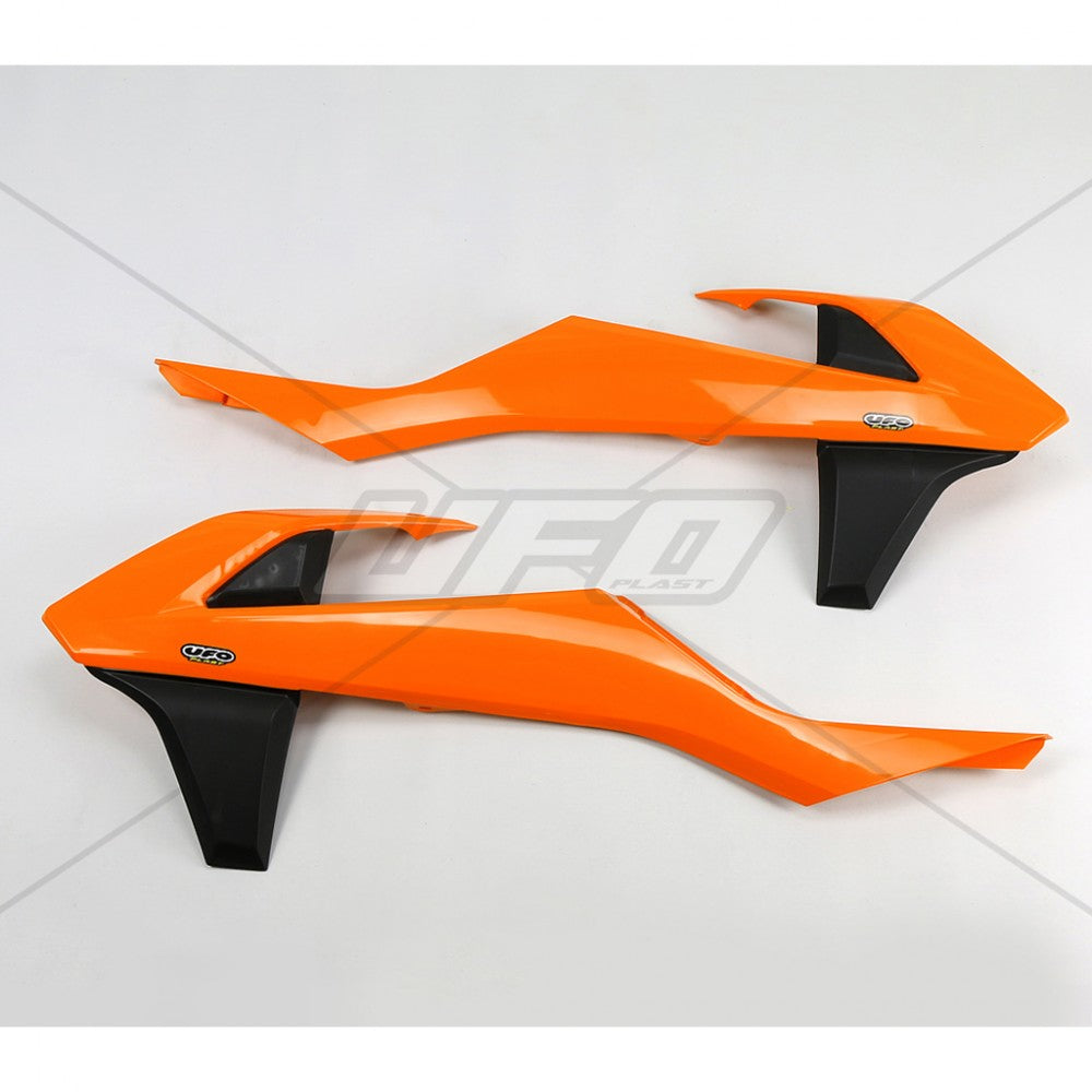 UFO radiator shrouds Black/Orange KTM SX 125/150/250 16-18 & SX-F 250/350/450 16-18 & EXC 250/300 17-19 & EXC-F 250/350/450/500 17-19