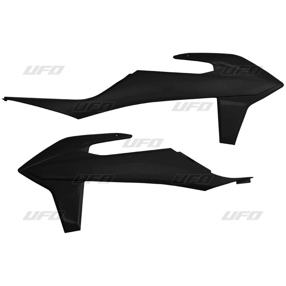 UFO radiator shrouds Black KTM SX 125/150/250 2019-2022 & SX-F 250/350/450 2019-2022 & EXC 250/300 2020-2023 & EXC-F 250/350/450/500 2020-2023