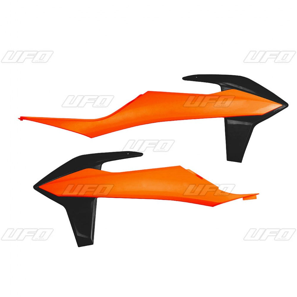 UFO radiator shrouds Black/Orange KTM SX 125/150/250 2019-2022 & SX-F 250/350/450 2019-2022 & EXC 250/300 2020-2023 & EXC-F 250/350/450/500 2020-2023