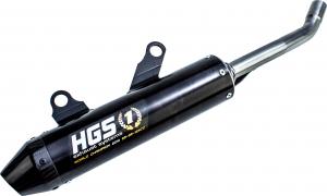 HGS uitlaatdemper aluminium zwart met carbon eindkap KTM/HSQ SX/TC 250 2019-2022 & Gas Gas MC 250 2021-2023