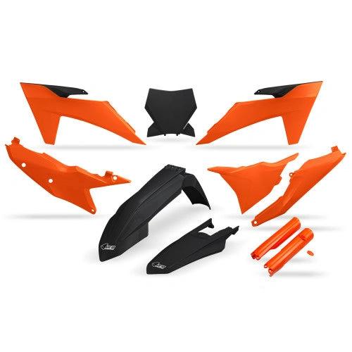UFO Kunststoffkit Schwarz/Orange (Vollständiges Kit) KTM SX 125/150/250/300 2023 - 2024 & SX-F 250/350/450 2023 - 2024 - MxProStoreParts