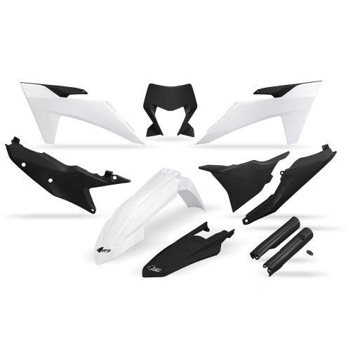 UFO plastic kit Zwart/Wit ( Full kit ) KTM EXC/EXC - F 250/300/350/450/500 2024 - MxProStoreParts