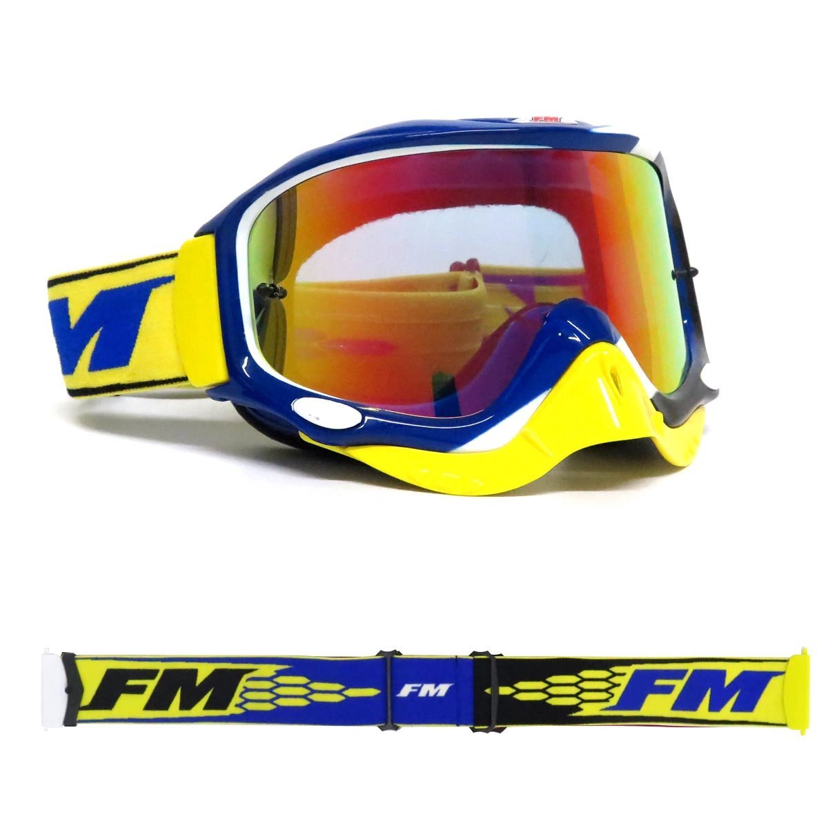 FM Crossbril Snake mit Spiegellinsen Gelb / Blau - MxProStoreParts