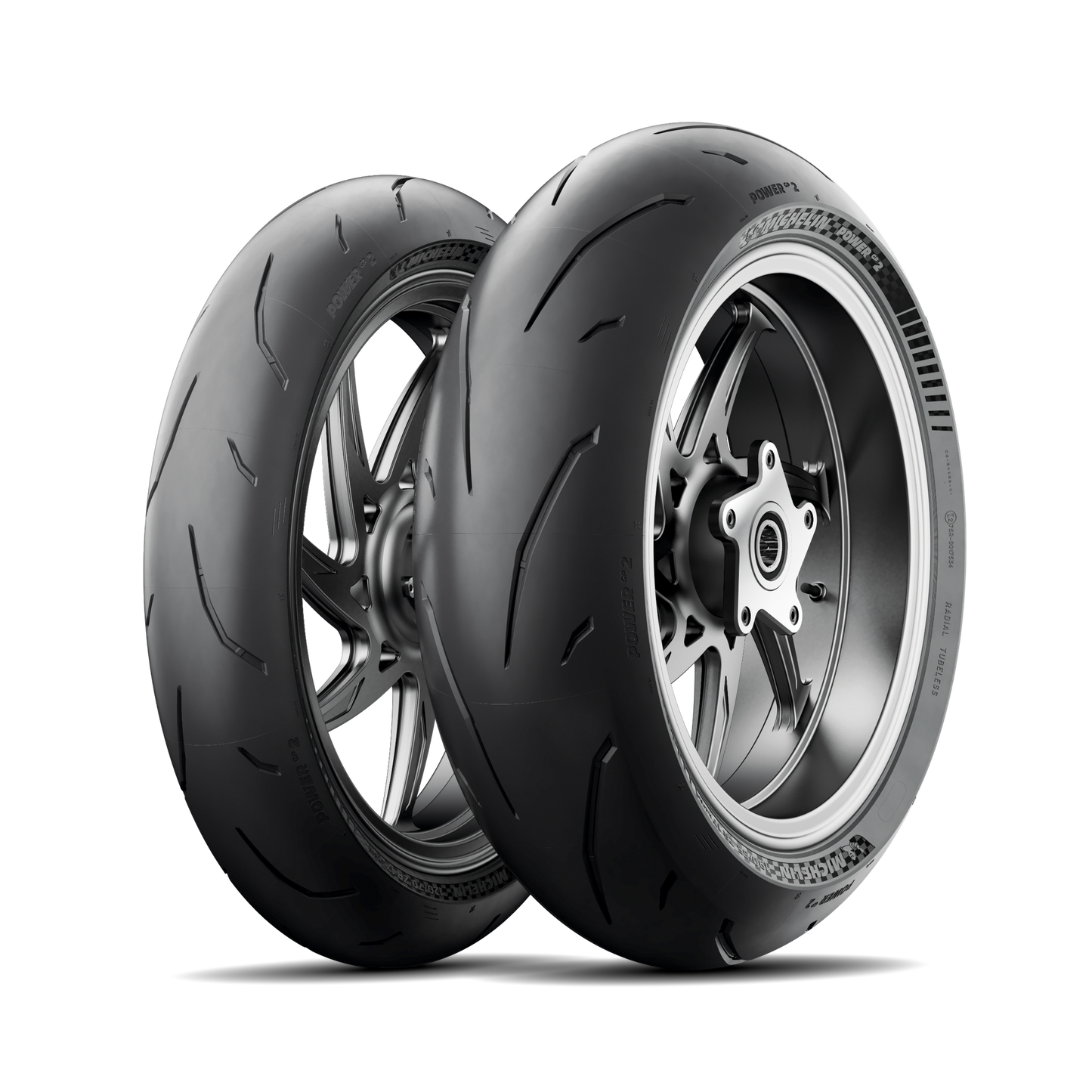 Michelin Power GP2 motorcycle tires, pair on silver rims