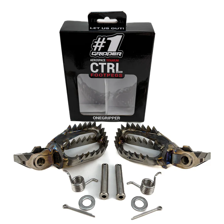 Onegripper Ti-CTRL Titanium voetsteunen #1 60mm KTM SX/SX-F 125/150/250/300/350/450 2023- & Husqvarna TC/FC 125/150/250/350/450 2023- & Gas Gas MC/MC-F 125-450 2024- ( 0 mm down / 0 mm back )