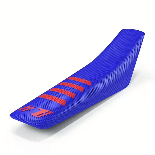 Onegripper waterdicht universeel zadelovertrek Ribbed Blauw / Rood 1 - MxProStoreParts