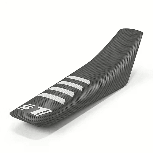 Onegripper waterdicht universeel zadelovertrek Ribbed Donker Grijs / Wit 1 - MxProStoreParts