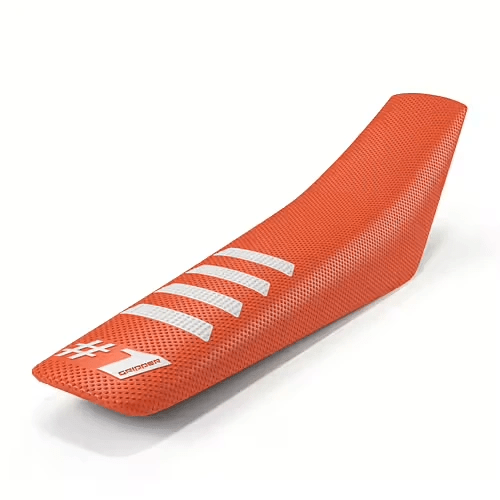Onegripper waterdicht universeel zadelovertrek Ribbed Oranje / Wit 1 - MxProStoreParts