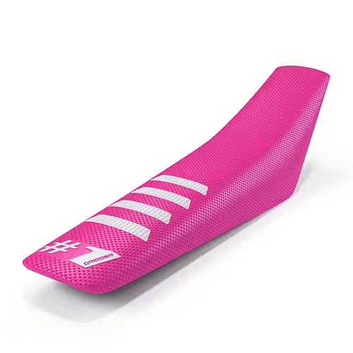 Onegripper waterdicht universeel zadelovertrek Ribbed Roze / Wit 1 - MxProStoreParts