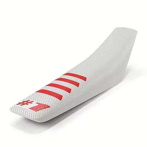 Onegripper waterdicht universeel zadelovertrek Ribbed Wit / Rood 1 - MxProStoreParts