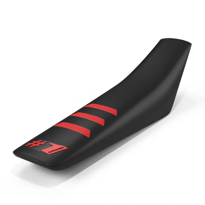 Onegripper waterdicht universeel zadelovertrek Ribbed Light Zwart / Rood 1 - MxProStoreParts