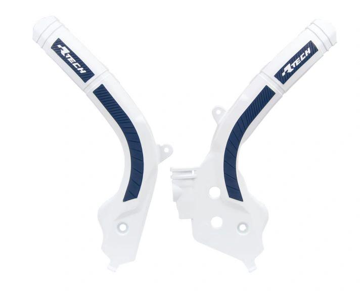 Racetech Rahmenschützer weiß / Blau für KTM 16-18, Husqvarna 16 und Gas Gas – MxProStoreParts