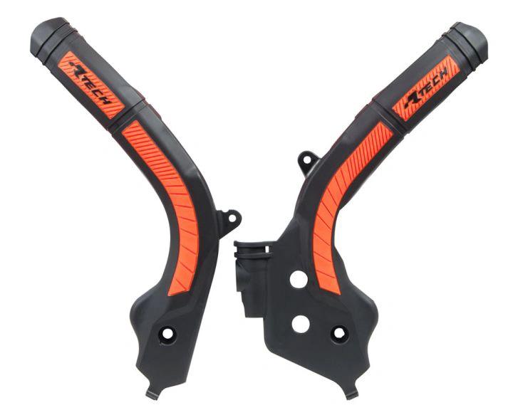 Racetech Rahmen-Schutzstücke schwarz/orange für KTM 16-18 und Husqvarna 16 und Gas Gas – MxProStoreParts