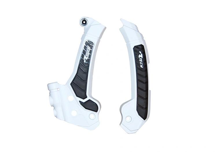 Racetech frame beschermers Wit / Zwart Husqvarna TC 125/250 2023 - & FC 250/350/450 2023 - & TE 150i/250i/300i 2024 - & FE 250/350/450/501 2024 - MxProStoreParts