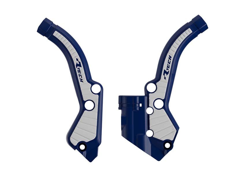 Racetech frame beschermers Blauw / Wit KTM SX 50 2024- & Husqvarna TC 50 2024- & Gas Gas MC 50 2024 - MxProStoreParts