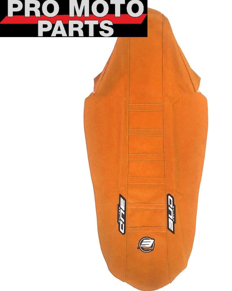 BUD Sitzbezug Orange mit orangen Linien für KTM SX 125/150/250/300 2023 & SX-F 250/350/450 2023 & EXC/EXC-F 250/300/350/450/500 2024 & Gas Gas MC 125/250 2024 & MC-F 250/350/450 2024 & EC 250/300 2024 & EC 250F/350F/450F/500F 2024 - MxProStoreParts