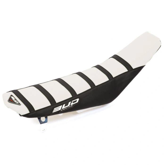 BUD Sattelbezug Weiß/Schwarz mit schwarzen Linien für Yamaha YZ 250F 2014–2023 & YZ 450F 2014–2022 & WR 250F 2015–2022 & WR 450F 2016–2022 & Fantic XXF/XEF 250/450 2022 – ( Tankvorderabdeckung nicht enthalten ) – MxProStoreParts