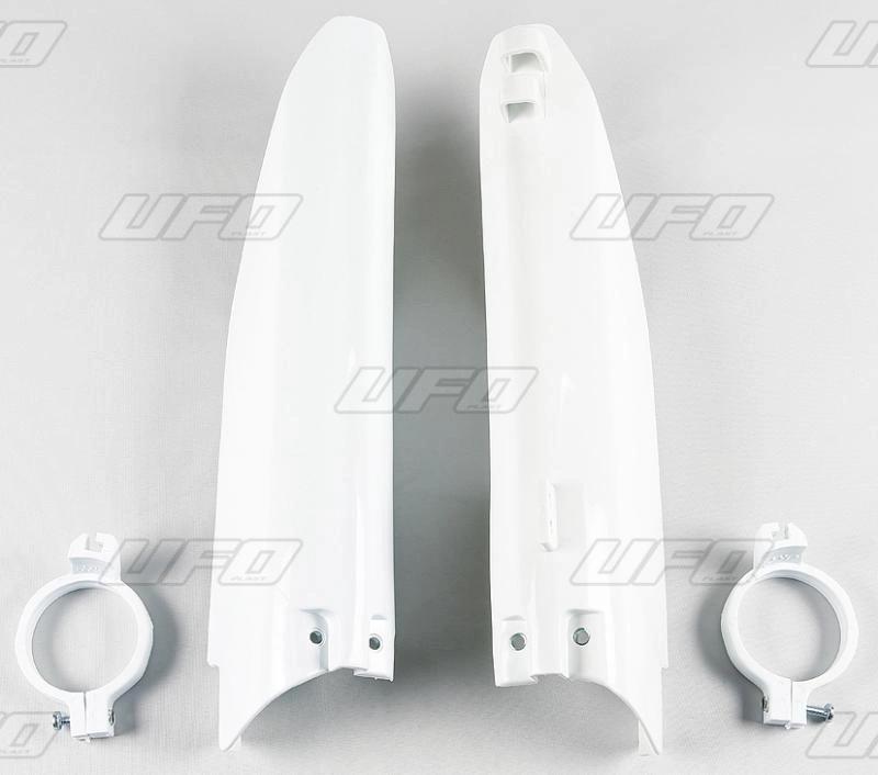 UFO Weiße Vordergabelschützer für Suzuki RM 125/250 99 - 06 & RM-Z 450 05 - 06 (alte Teilenummer) - MxProStoreParts