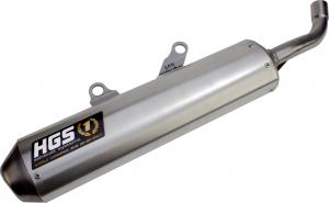 HGS uitlaatdemper alu zilver KTM SX 250 2017-2018 & EXC 300 2017-2019 Husqvarna TC 250 2017-2018 & TE 250/300 2017-2019