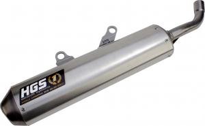 HGS uitlaatdemper alu zilver KTM SX 250 2017-2018 & EXC 300 2017-2019 Husqvarna TC 250 2017-2018 & TE 250/300 2017-2019 - MxProStoreParts