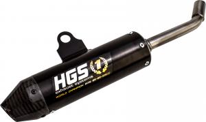 HGS uitlaatdemper alu zwart met carbon eindkap KTM SX 85 2018-2024 & Husqvarna TC 85 2018-2024 & Gas Gas MC 85 2021-2024