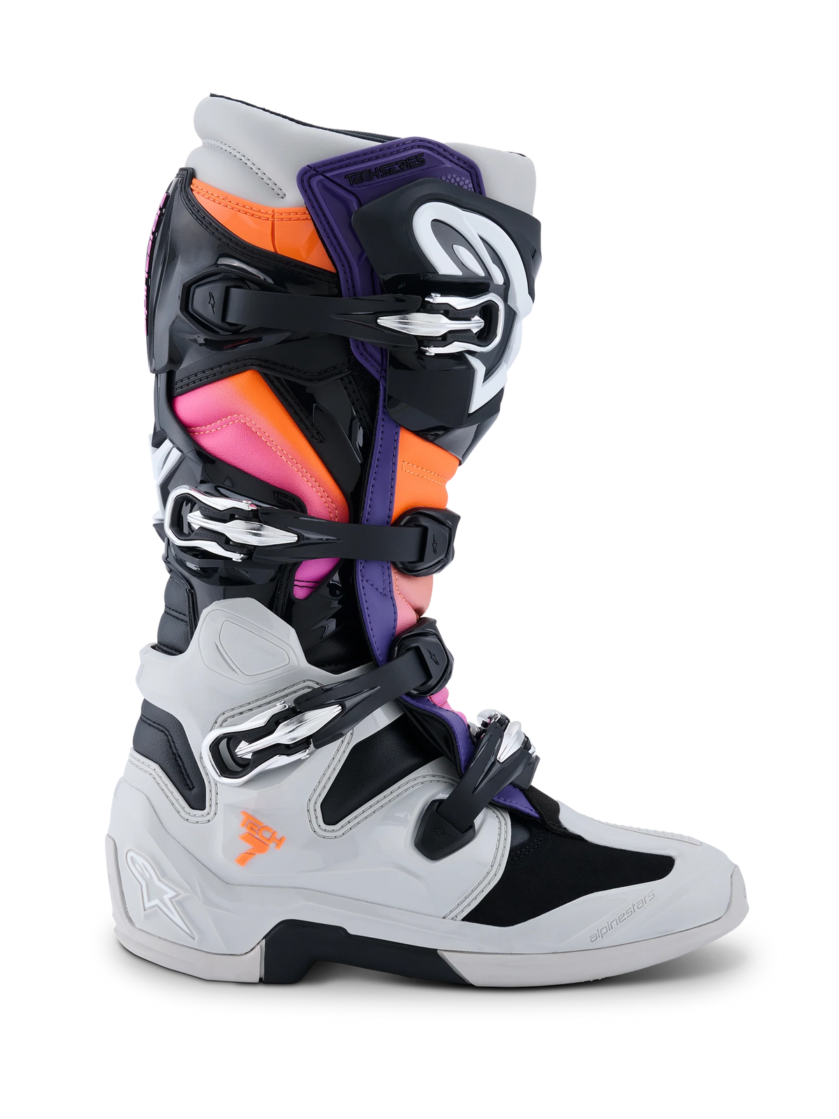 Alpinestars Tech 7 Laarzen – Zwart lght gry orng fluo magenta