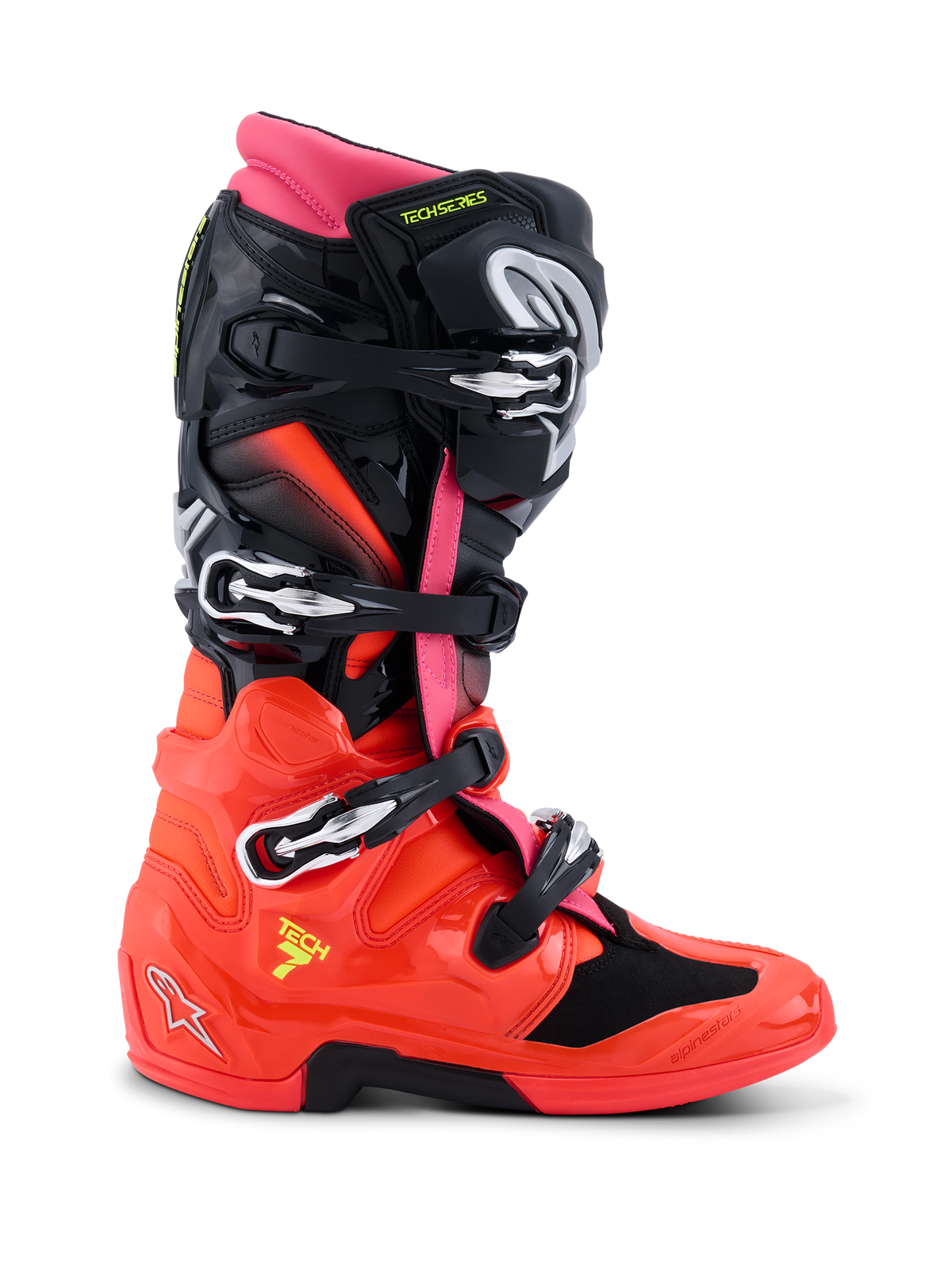 Alpinestars Tech 7 Laarzen – Zwart rood fluo roze fluo