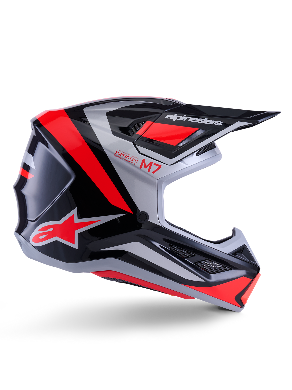 Alpinestars S-M7 Rise Helm ECE 22.06 – Zwart zilver rood fluo glans