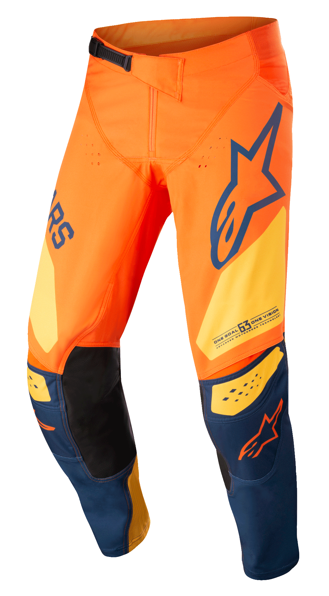 Alpinestars Techstar Factory Broek – Oranje donkerblauw warm geel - MxProStoreParts