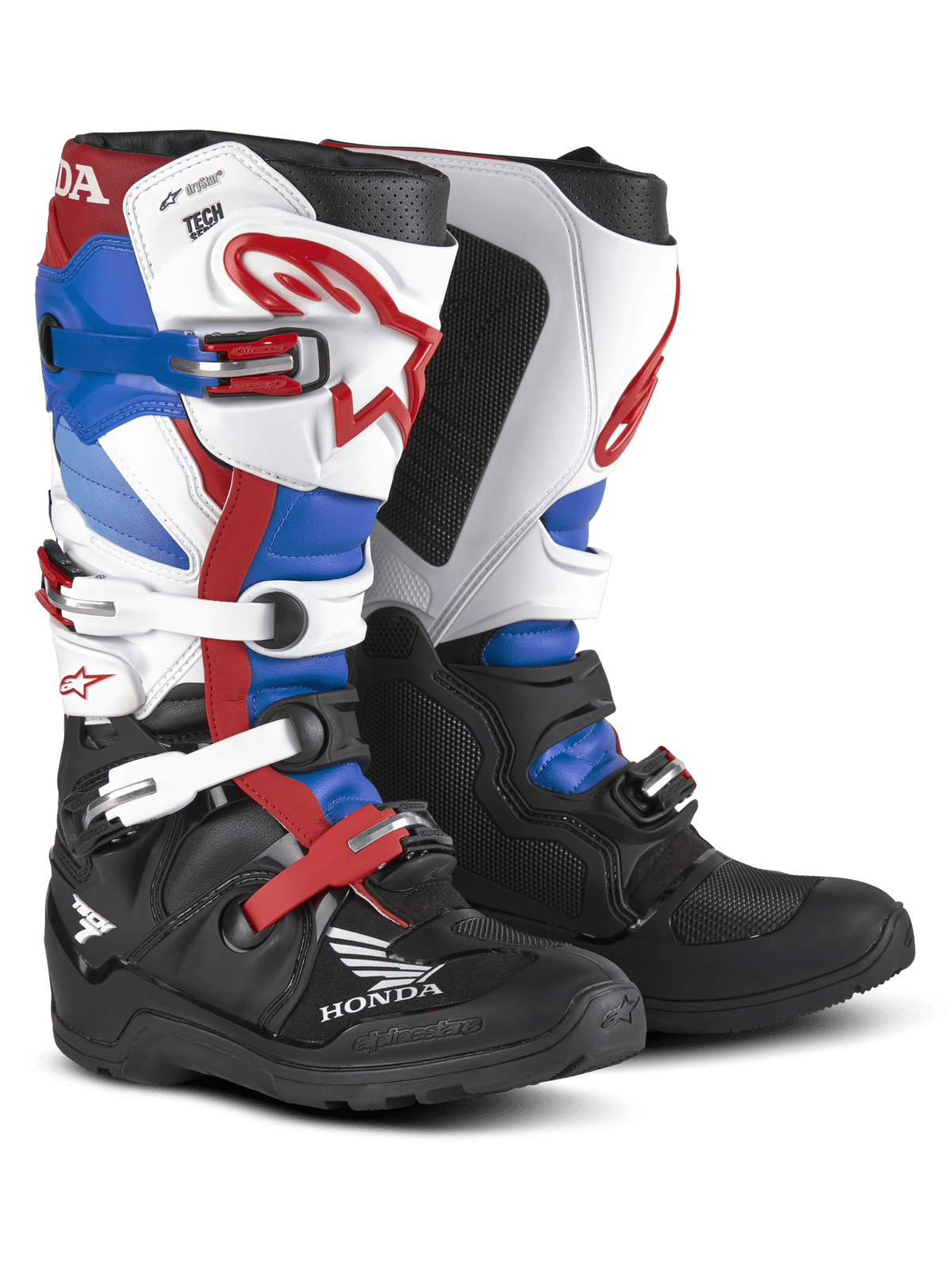 Alpinestars Honda Tech 7 Enduro Drystar® Stiefel – Schwarz, Weiß, Blau, Hellrot - MxProStoreParts