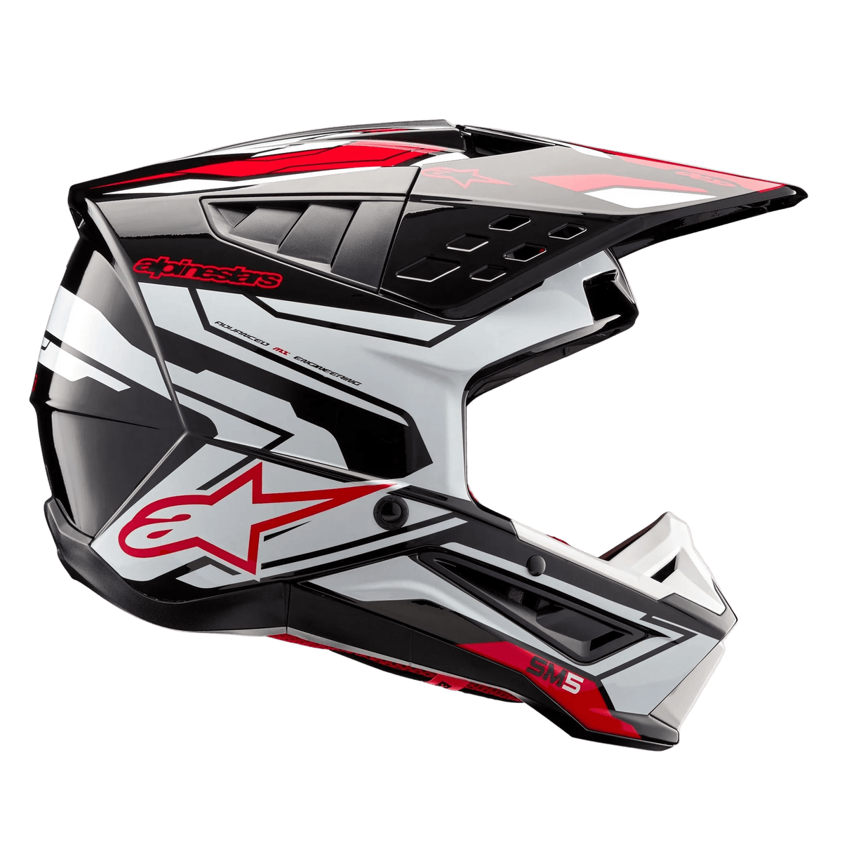 Alpinestars S-M5 Action 2 Helm ECE 22.06 – Schwarz weiß hellrot glänzend - MxProStoreParts