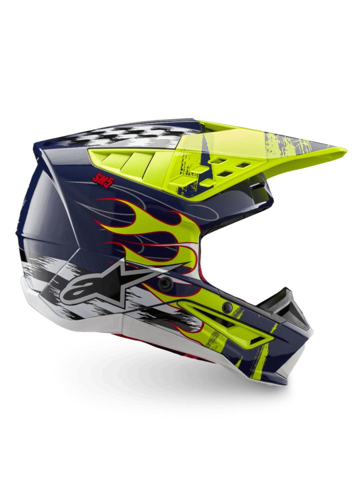 Alpinestars S-M5 Rash Helmet ECE 22.06 – Night Navy Neon Yellow Glossy - MxProStoreParts