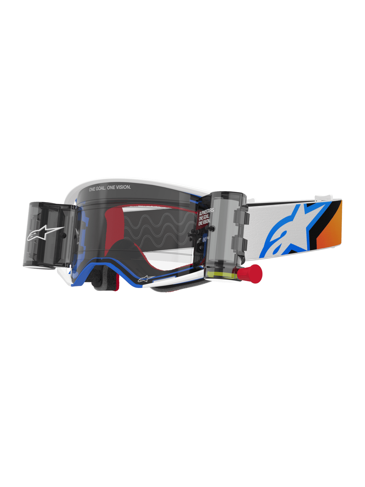 Alpinestars Supertech Corp Crossbril Roll-off Systeem – Blauw oranje doorzichtig afrolbaar