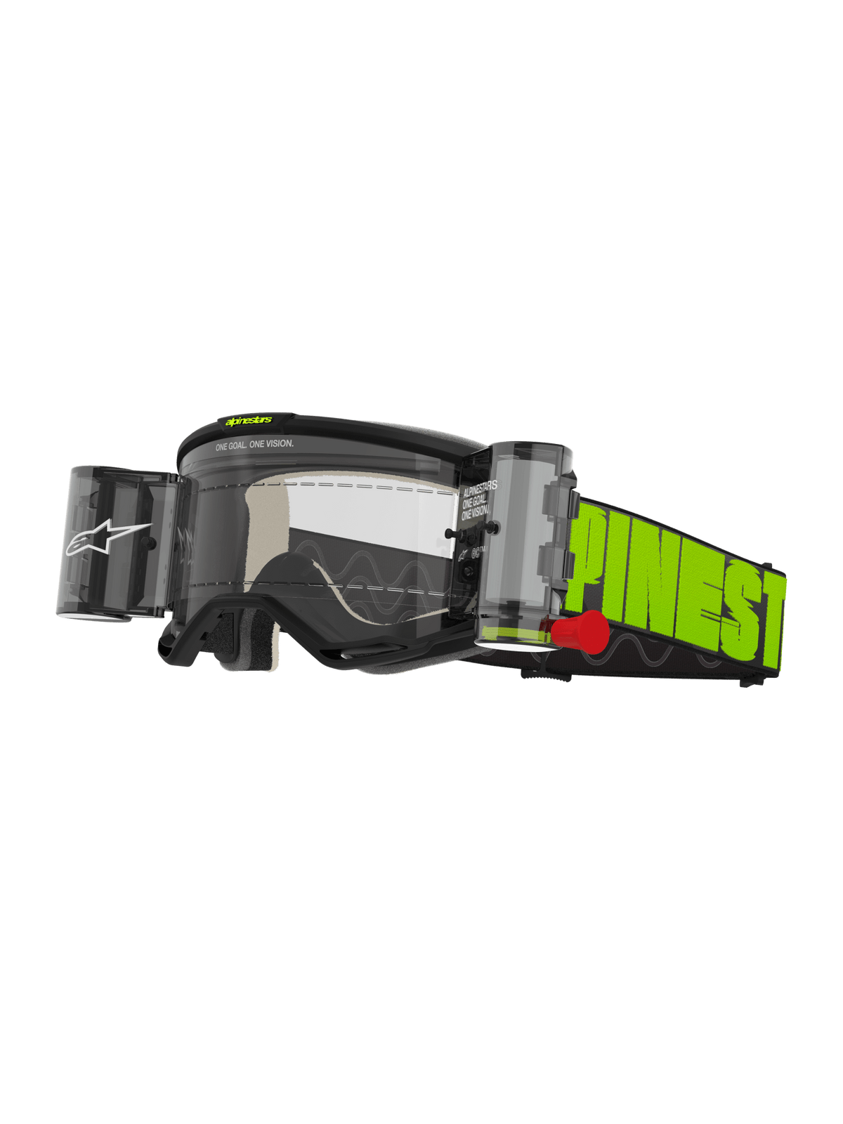 Alpinestars Vision 5 Hollow Crossbril Roll-Off Systeem – Houtskool/geel fluo – heldere lens, Roll-Off