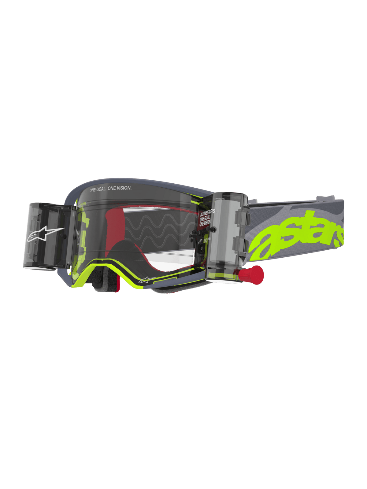 Alpinestars Supertech Stream Crossbril – Grijs/geel fluo – heldere lens, Roll-Off