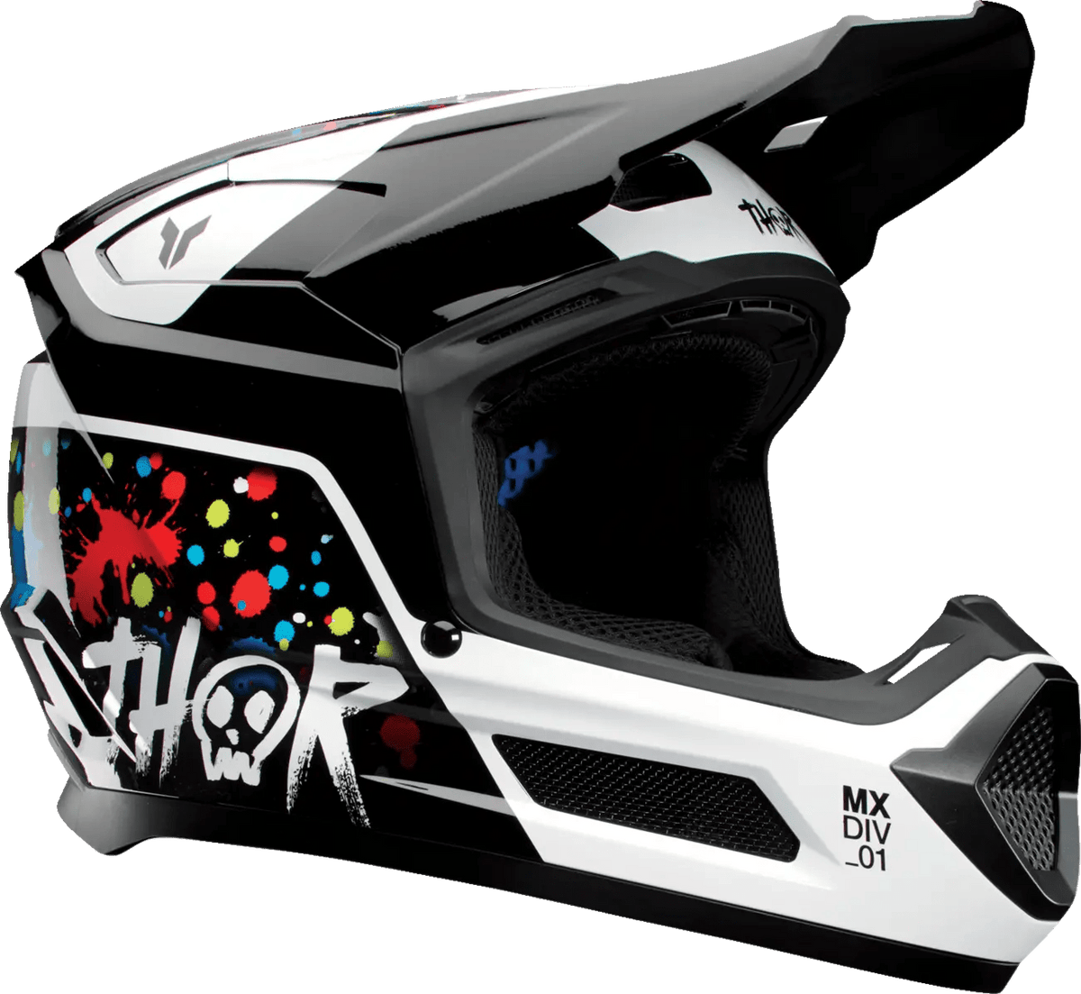 THOR Fleet Splat jeugd crosshelm – Zwart/Blauw/Rood/Wit/Geel - MxProStoreParts