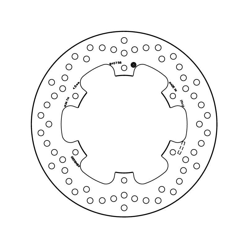 Technische illustratie: Brembo Serie Oro brakedisc – 68B40756; uitvoering volgens artikelgegevens