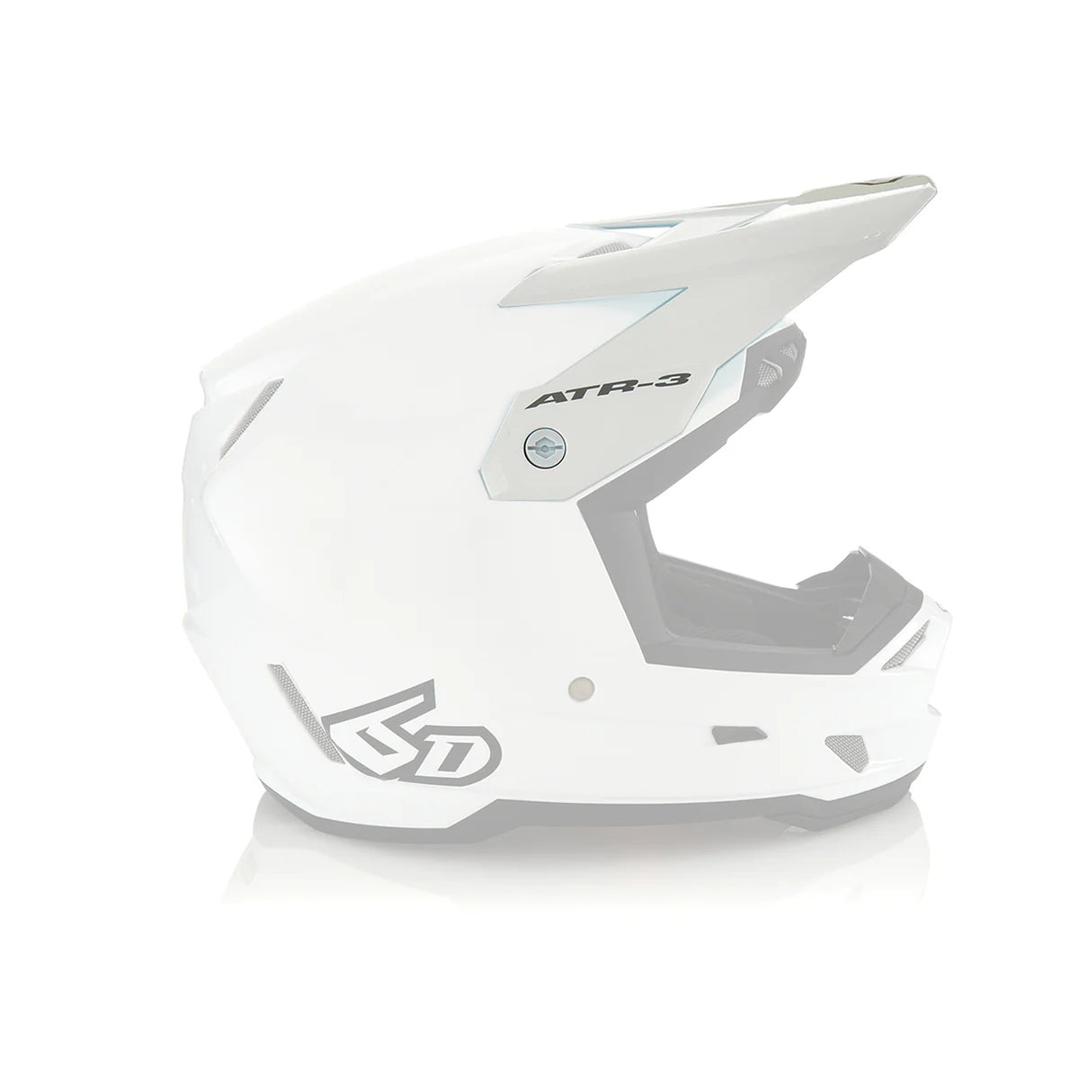 Montagevoorbeeld van de helmklep; helm niet inbegrepen: 6D Helmet ATR-3 Visor Solid Gloss White – 09072-8002