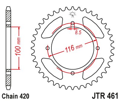 JT Rear Alu Sprocket 7075 T6 Black JTA461.50BLK - MxProStoreParts