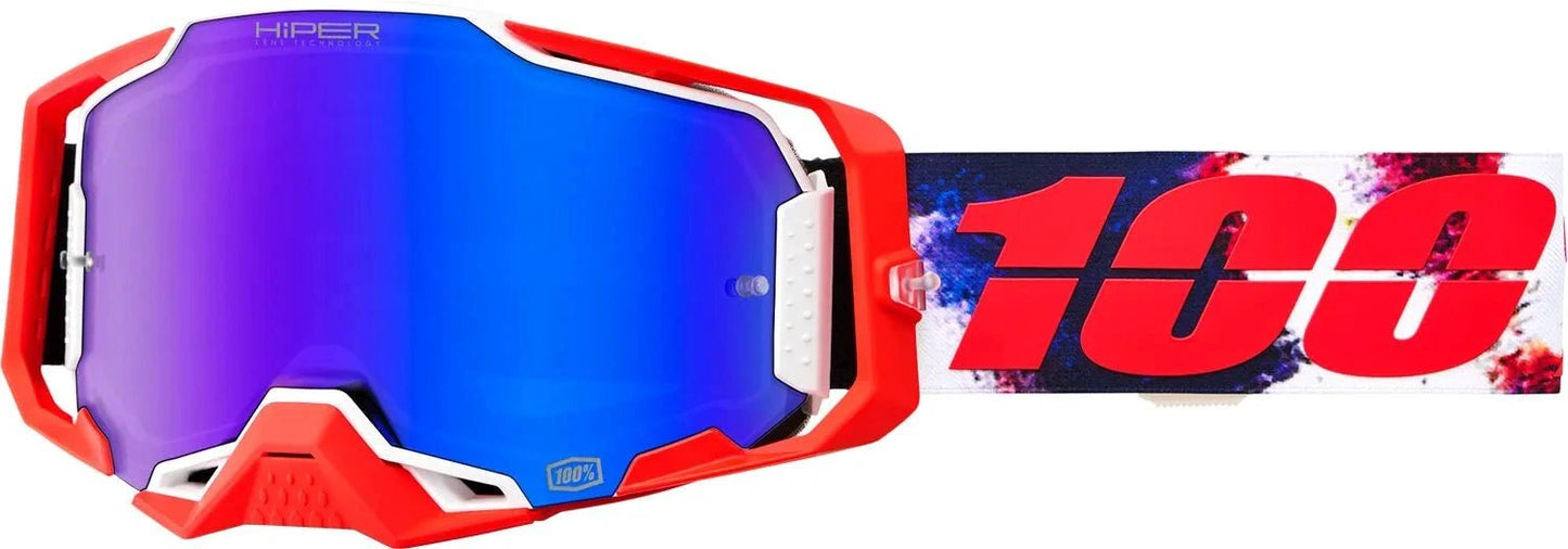 100% Armega HiPER Morpho Crossbril – blaue Spiegellinse - MxProStoreParts