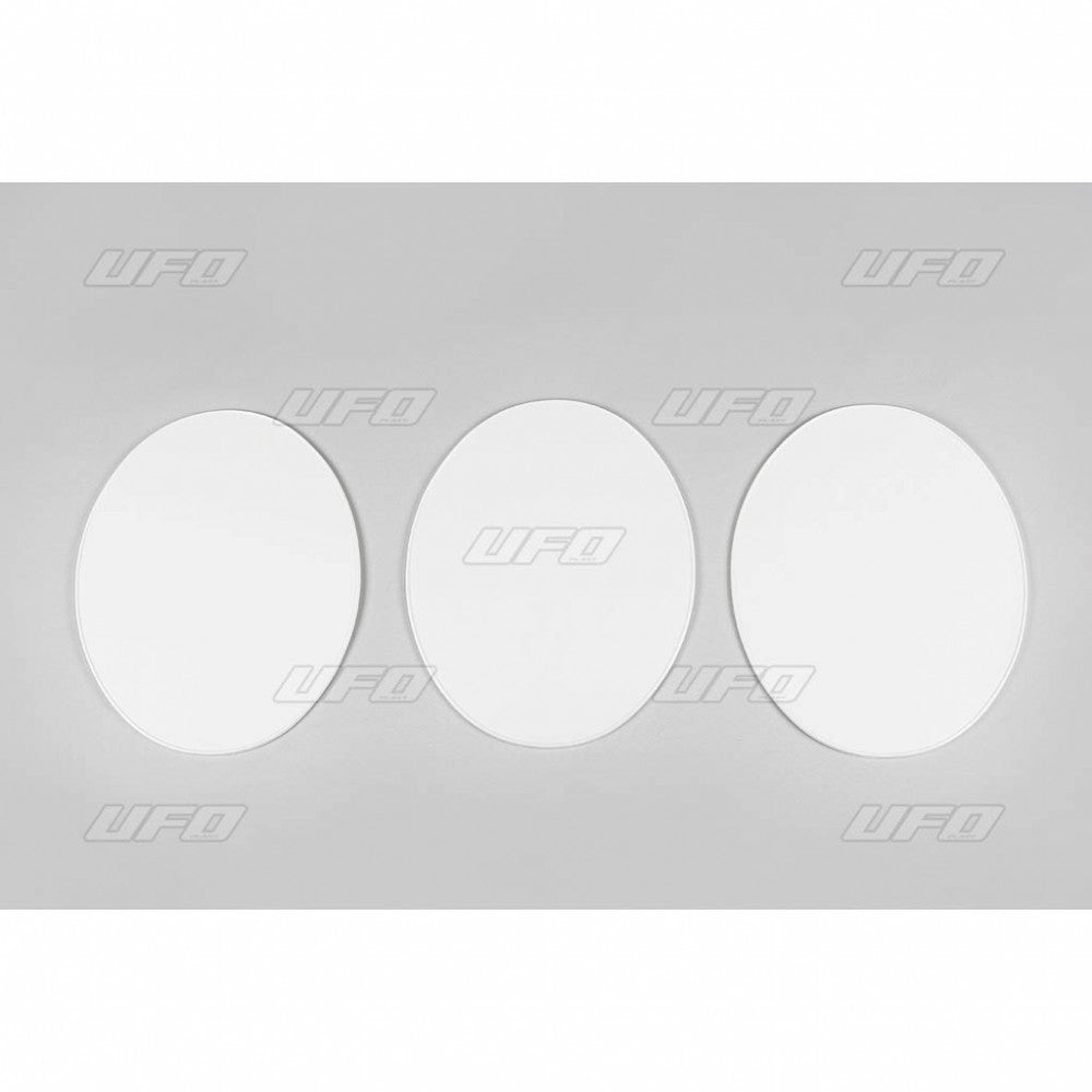 UFO Vintage ovale nummerplaten vanaf 1970 – wit – 3 stuks - MxProStoreParts