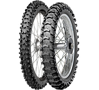 Fabrikantillustratie bandenserie; één band volgens vermelde maat: Dunlop Geomax MX12 70/100-10 41J TT Re.