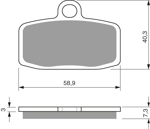 Technische illustratie: GOLDFREN Brake Pads 307 Ceramic Carbon AD – 307 AD; uitvoering volgens artikelgegevens