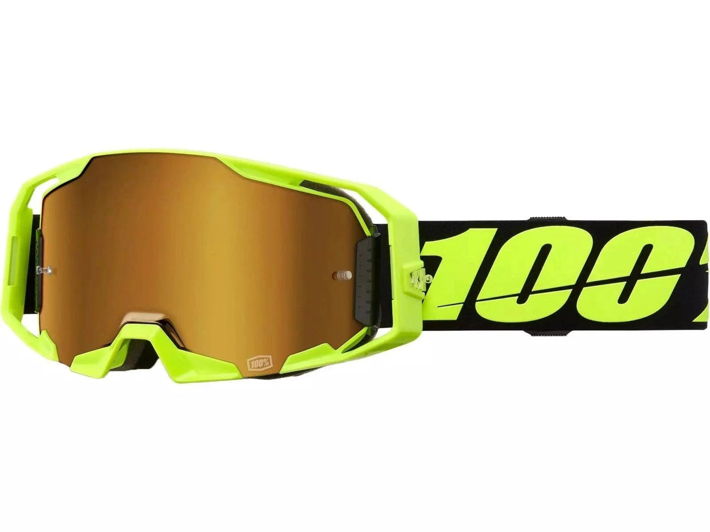 Motorradbrille 100% Armatic Fluo, schwarzes, goldfarben verspiegeltes Objektiv - 50060 - 00004 - MxProStoreParts