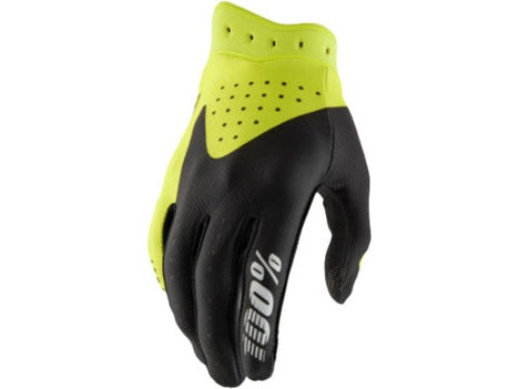 100% Handschuhe Itrack Fluor Gelb / Schwarz Größe M (Kollektion 2026)