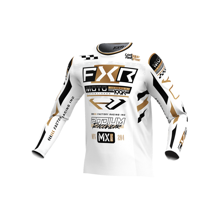FXR Podium Gladiator MX Jersey Offroad – White/Black/Gold (XS)