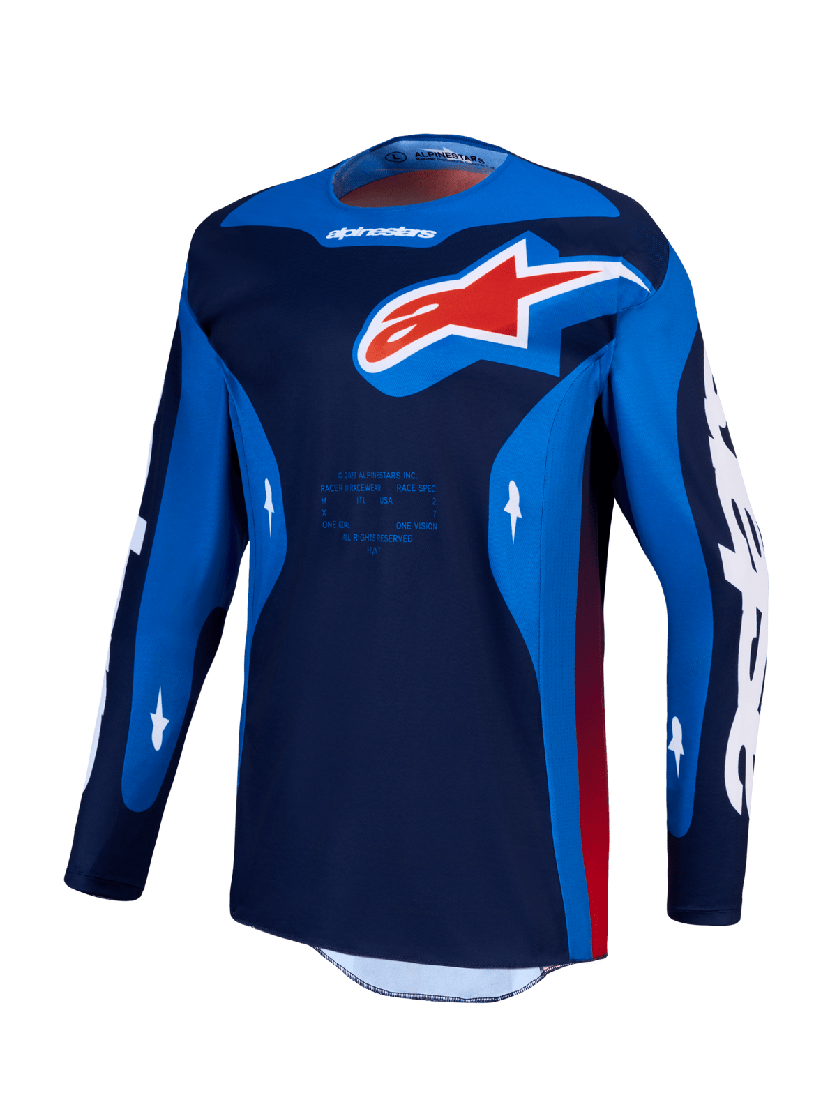 Alpinestars Racer Hunt Jersey 2027 – Strong Blue Deep Blue Fire Red - MxProStoreParts
