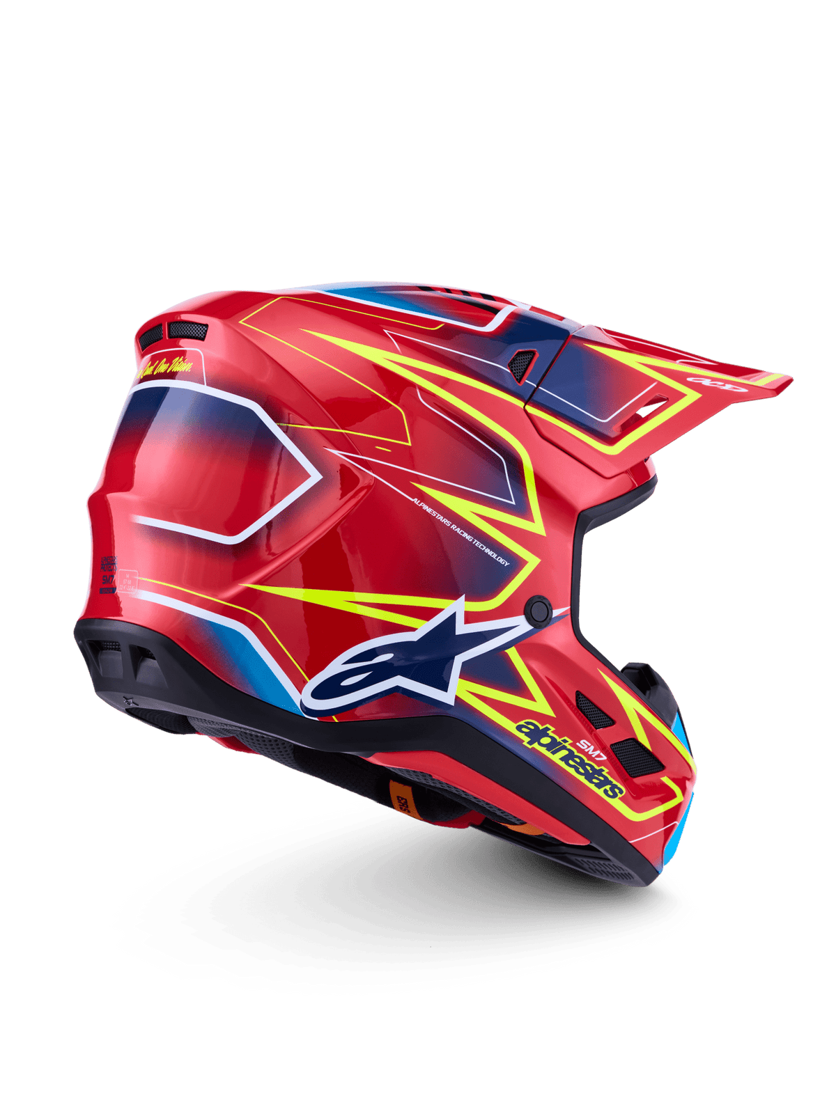 Alpinestars S-M7 Cast Casque ECE 22.06 – Rouge Jaune Fluo Bleu Brillant - MxProStoreParts